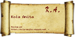 Kola Anita névjegykártya