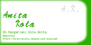 anita kola business card